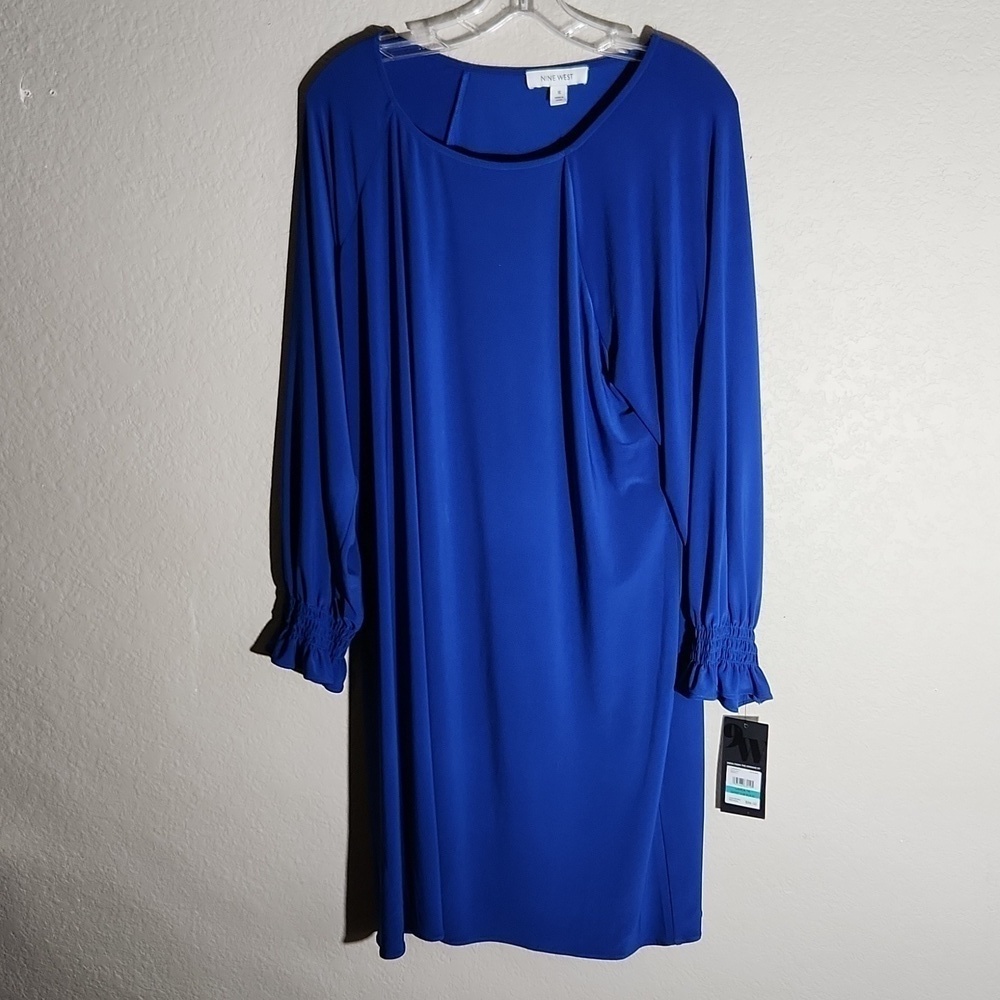 Nine West Dress Size 16 Tunic Blue Long Sleeve
